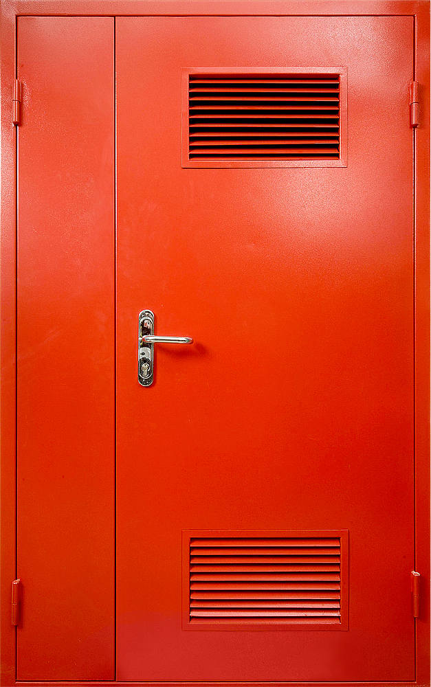 Красная дверь в бойлерную ЛД-471 металлическая с отделкой эмаль