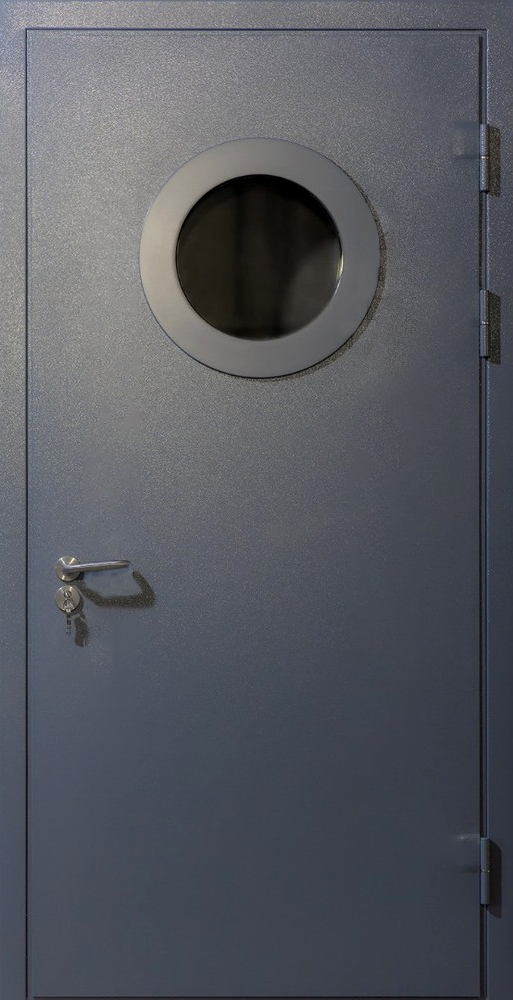 Стальная техническая дверь ЛД-402 с круглым окном-иллюминатором